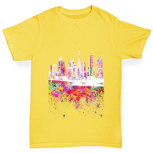 Dubai Skyline Ink Splats Girl's T-Shirt 