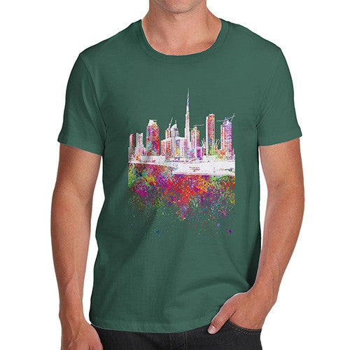 Dubai Skyline Ink Splats Men's T-Shirt