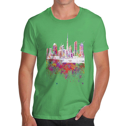 Dubai Skyline Ink Splats Men's T-Shirt