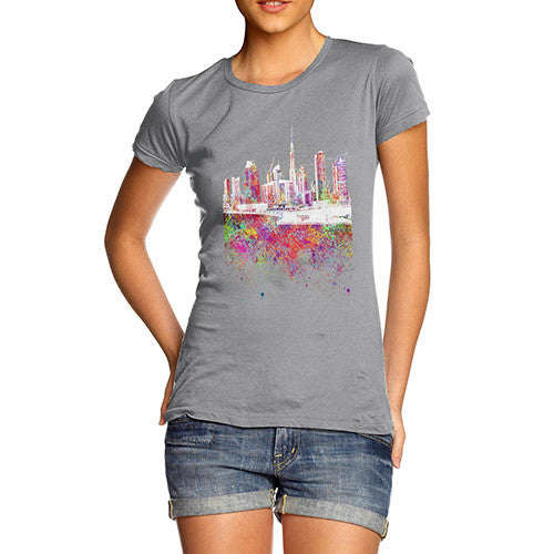 Dubai Skyline Ink Splats Women's T-Shirt 