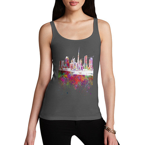 Dubai Skyline Ink Splats Women's Tank Top