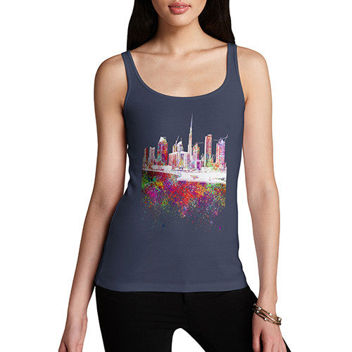 Dubai Skyline Ink Splats Women's Tank Top