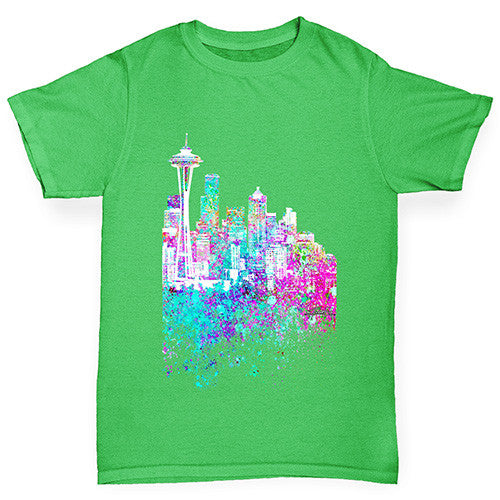 Seattle Skyline Ink Splats Boy's T-Shirt