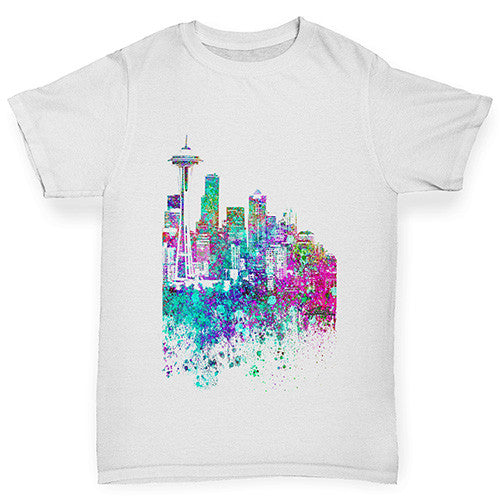 Seattle Skyline Ink Splats Boy's T-Shirt