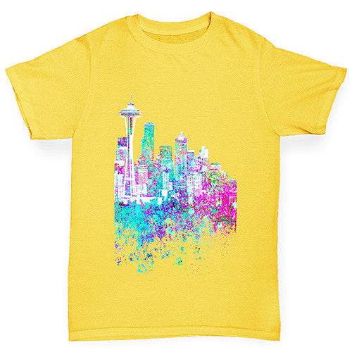 Seattle Skyline Ink Splats Boy's T-Shirt