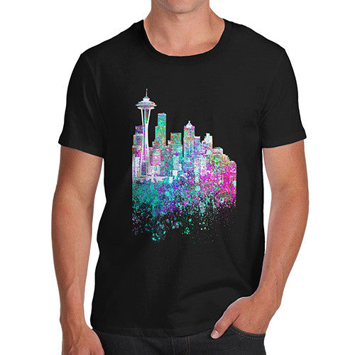 Seattle Skyline Ink Splats Men's T-Shirt