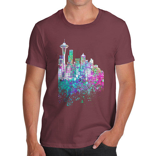 Seattle Skyline Ink Splats Men's T-Shirt