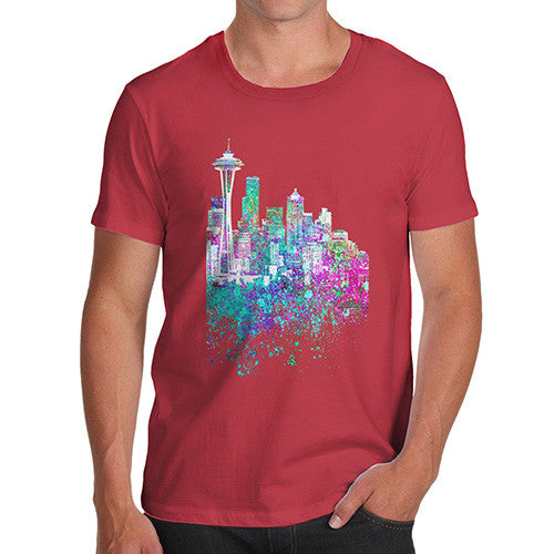 Seattle Skyline Ink Splats Men's T-Shirt