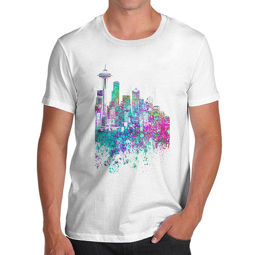 Seattle Skyline Ink Splats Men's T-Shirt