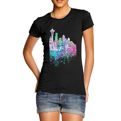 Seattle Skyline Ink Splats Women's T-Shirt 