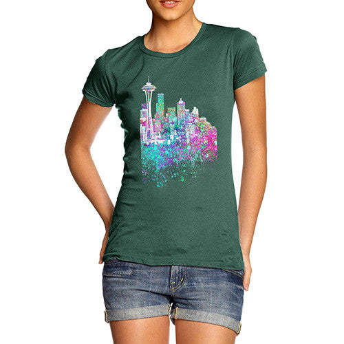 Seattle Skyline Ink Splats Women's T-Shirt 