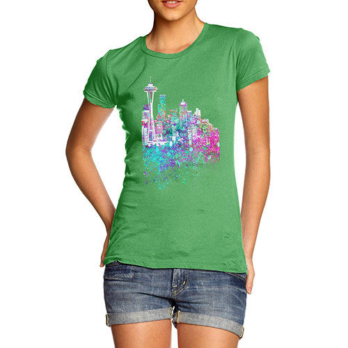 Seattle Skyline Ink Splats Women's T-Shirt 