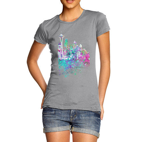 Seattle Skyline Ink Splats Women's T-Shirt 