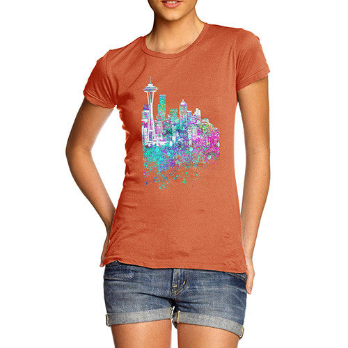 Seattle Skyline Ink Splats Women's T-Shirt 