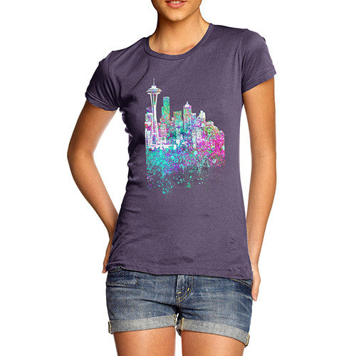 Seattle Skyline Ink Splats Women's T-Shirt 