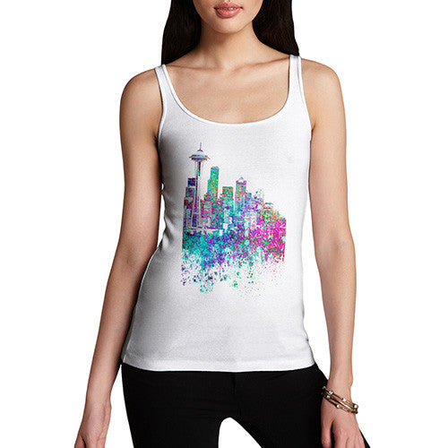 Seattle Skyline Ink Splats Women's Tank Top