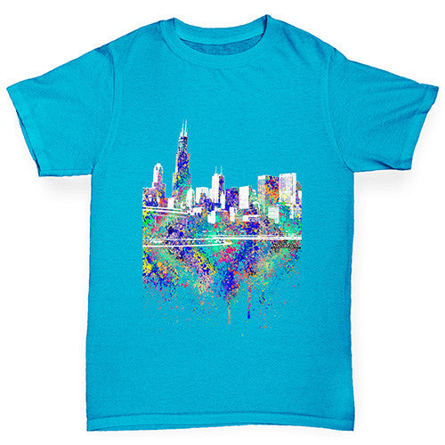 Chicago Skyline Ink Splats Boy's T-Shirt