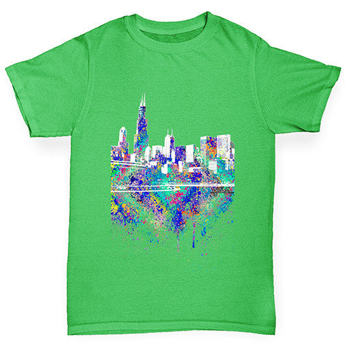 Chicago Skyline Ink Splats Boy's T-Shirt