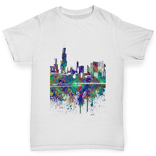 Chicago Skyline Ink Splats Boy's T-Shirt