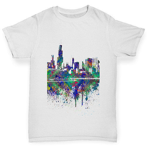 Chicago Skyline Ink Splats Girl's T-Shirt 