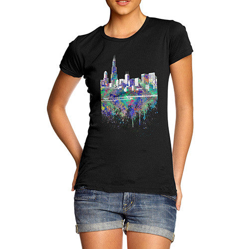 Chicago Skyline Ink Splats Women's T-Shirt 