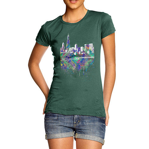 Chicago Skyline Ink Splats Women's T-Shirt 