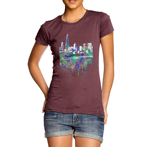 Chicago Skyline Ink Splats Women's T-Shirt 