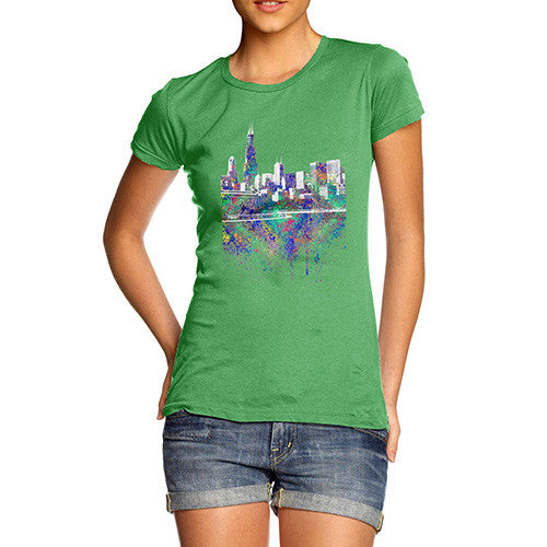 Chicago Skyline Ink Splats Women's T-Shirt 