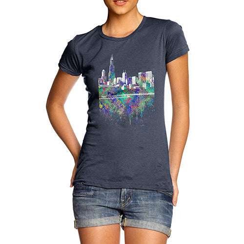 Chicago Skyline Ink Splats Women's T-Shirt 