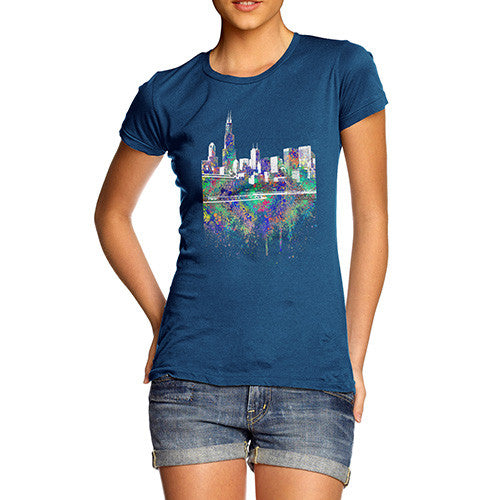 Chicago Skyline Ink Splats Women's T-Shirt 