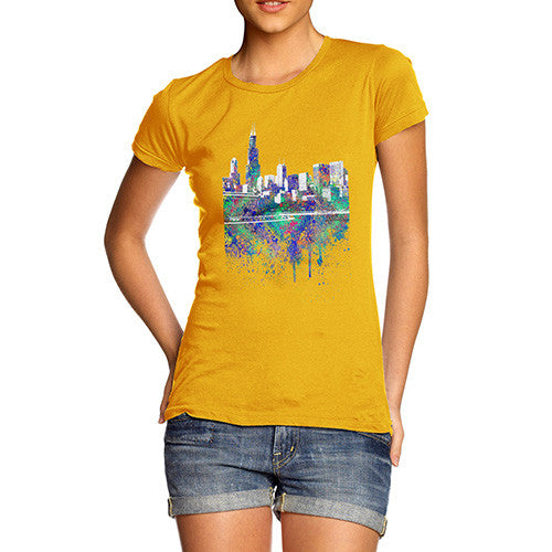 Chicago Skyline Ink Splats Women's T-Shirt 