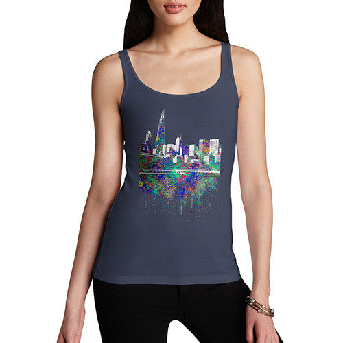 Chicago Skyline Ink Splats Women's Tank Top