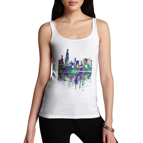 Chicago Skyline Ink Splats Women's Tank Top