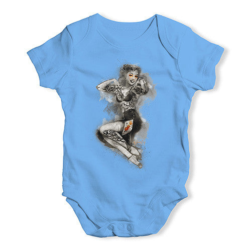 Tattooed Pin Up Lady Baby Unisex Baby Grow Bodysuit