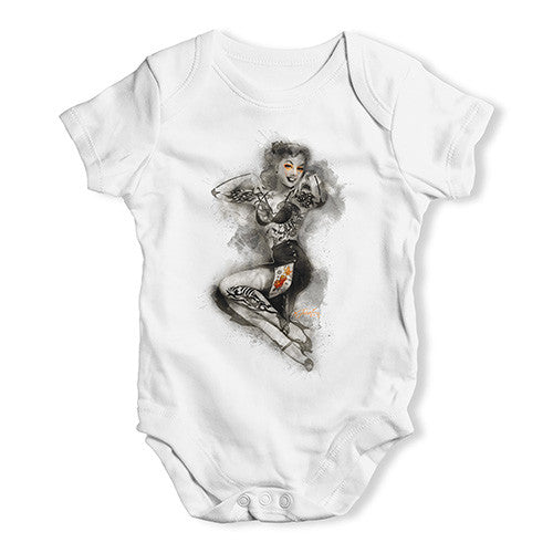 Tattooed Pin Up Lady Baby Unisex Baby Grow Bodysuit