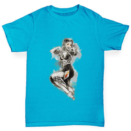 Tattooed Pin Up Lady Boy's T-Shirt