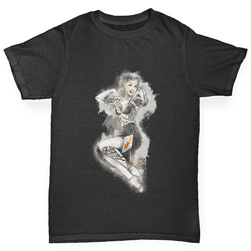 Tattooed Pin Up Lady Boy's T-Shirt