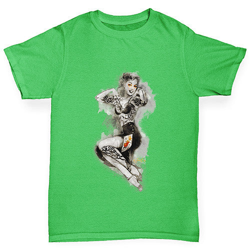 Tattooed Pin Up Lady Boy's T-Shirt