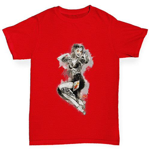 Tattooed Pin Up Lady Boy's T-Shirt