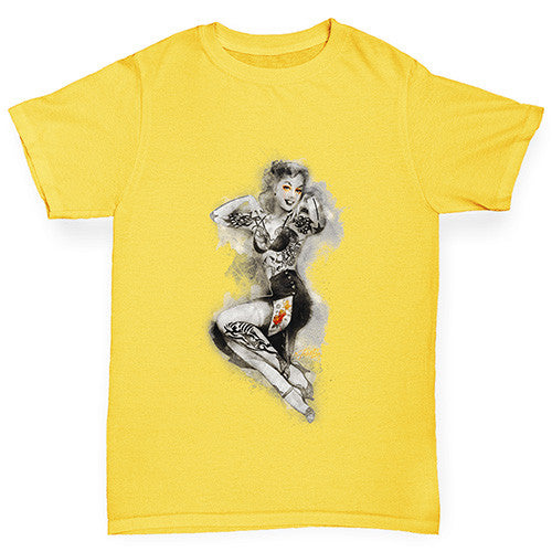 Tattooed Pin Up Lady Boy's T-Shirt