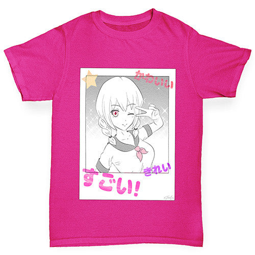 Anime Polaroid Selfie Girl's T-Shirt 