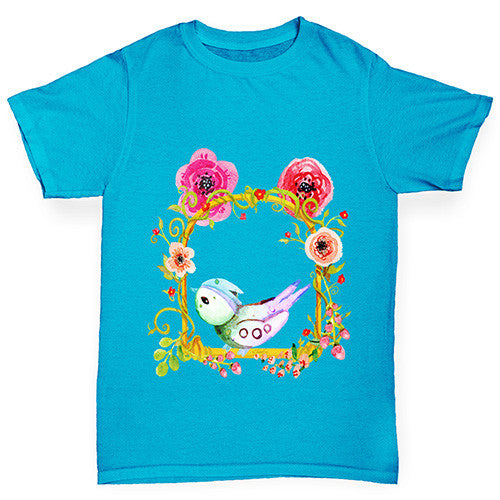 Watercolour Bird Flowers Boy's T-Shirt