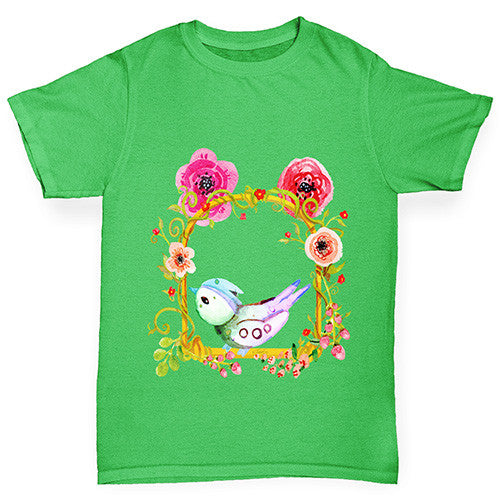 Watercolour Bird Flowers Boy's T-Shirt