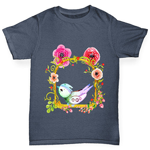 Watercolour Bird Flowers Boy's T-Shirt