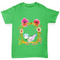 Watercolour Bird Flowers Girl's T-Shirt 