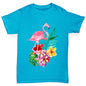 Watercolour Flamingo Flowers  Boy's T-Shirt