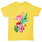 Watercolour Flamingo Flowers  Boy's T-Shirt