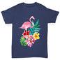 Watercolour Flamingo Flowers  Girl's T-Shirt 