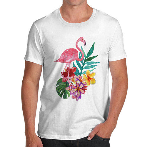 Watercolour Flamingo Flowers  Men's T-Shirt