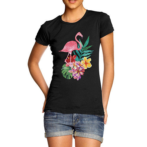 Watercolour Flamingo Flowers  Women's T-Shirt 